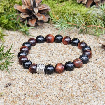 Pulsera de Ágata Negra y Ojo de gato