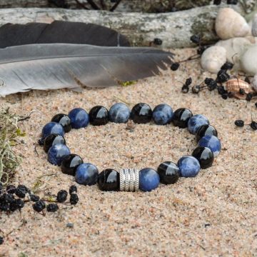 Pulsera de Sodalita y Ágata Negra