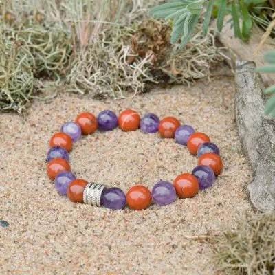 Pulsera de Amatista y Jaspe Rojo
