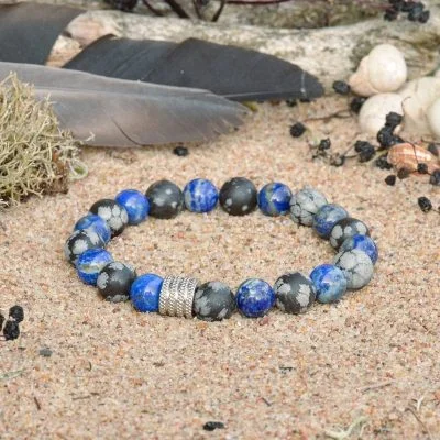 Pulsera de Obsidiana Nevada y Lapislázuli