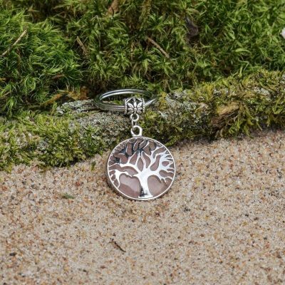 Llavero de Cuarzo Rosa