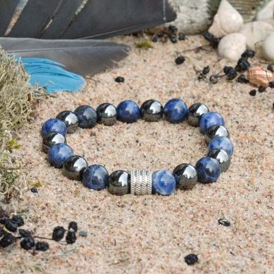 Pulsera de Sodalita y Hematites