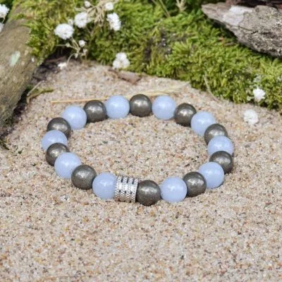 Pulsera de Aguamarina y Pirita