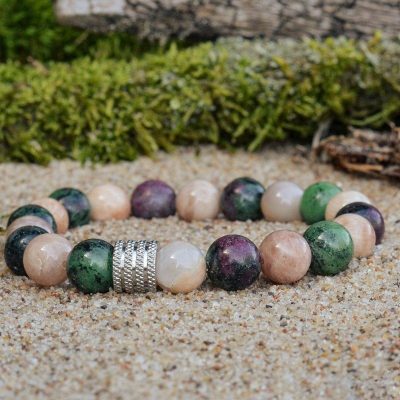 Pulsera de Aniolita (Zoesita) y Feldespato