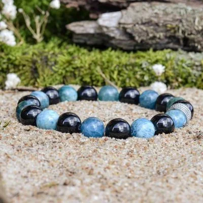 Pulsera de Apatito y Turmalina Negra (Schörl)