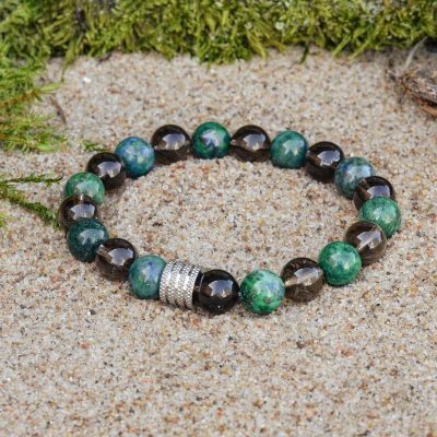 Pulsera de Crisocola y Cuarzo Ahumado