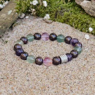 Pulsera de Granate y Fluorita