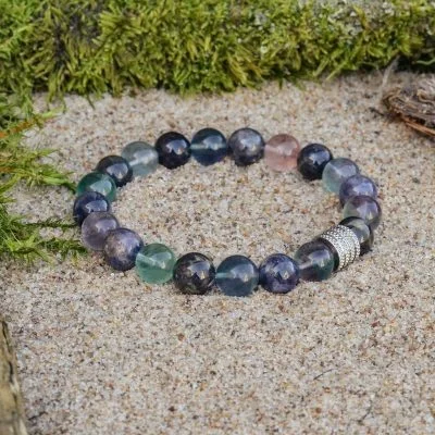 Pulsera de Iolita y Fluorita